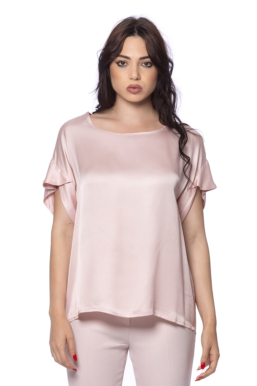 Blusa con Manica Rouche in Viscosa