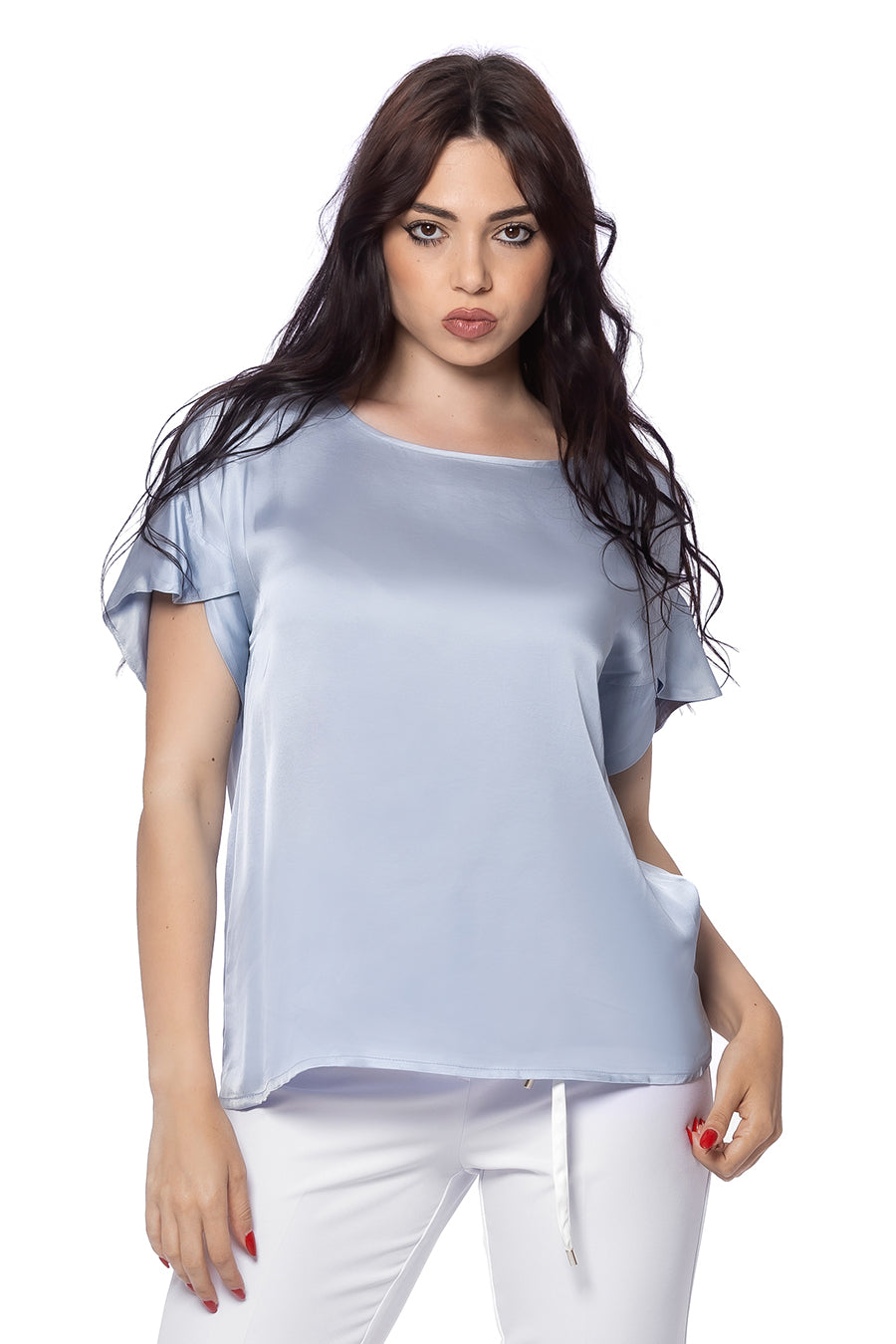 Blusa con Manica Rouche in Viscosa