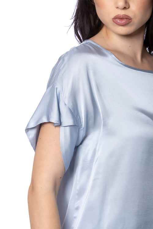 CANNELLA - Blusa con Manica Rouche in Viscosa
