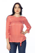Blusa in Raso di Viscosa con Stampa Geometrica