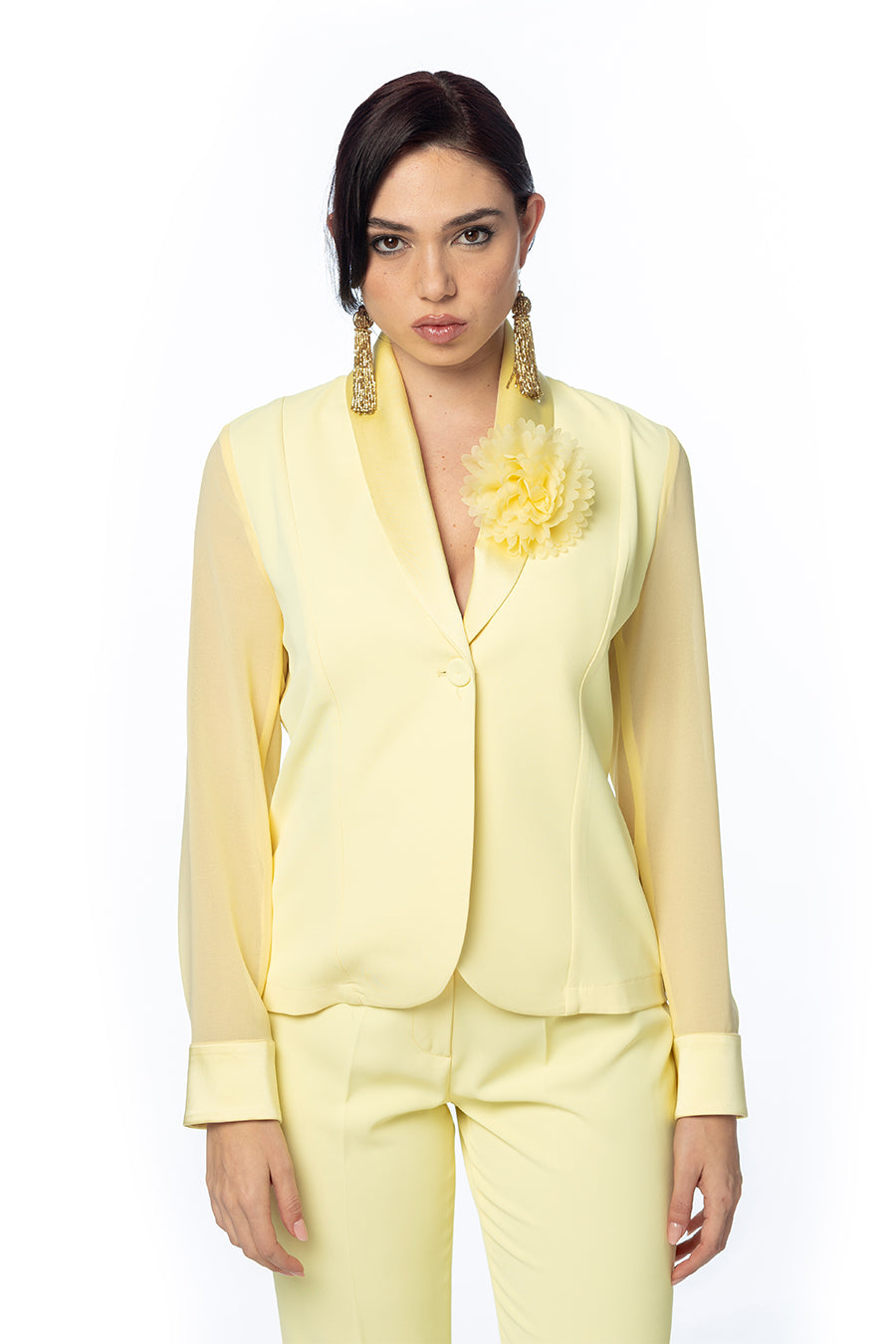 Giacca in Cady con Maniche Georgette