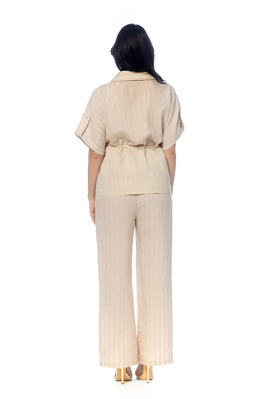 CANNELLA - Pantalone Palazzo in Lyocell a Righe