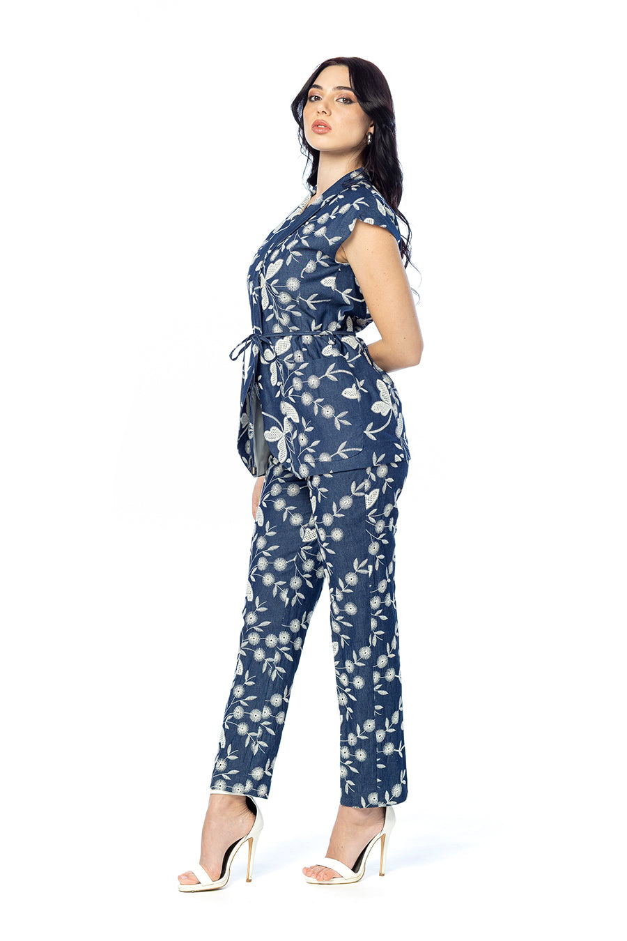 Pantalone a Sigaretta Libellula in Denim Ricamato