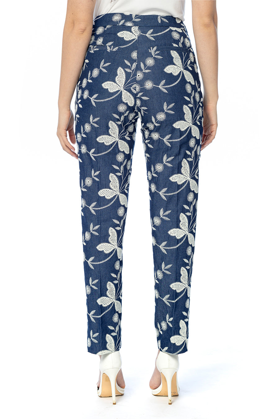 Pantalone a Sigaretta Libellula in Denim Ricamato