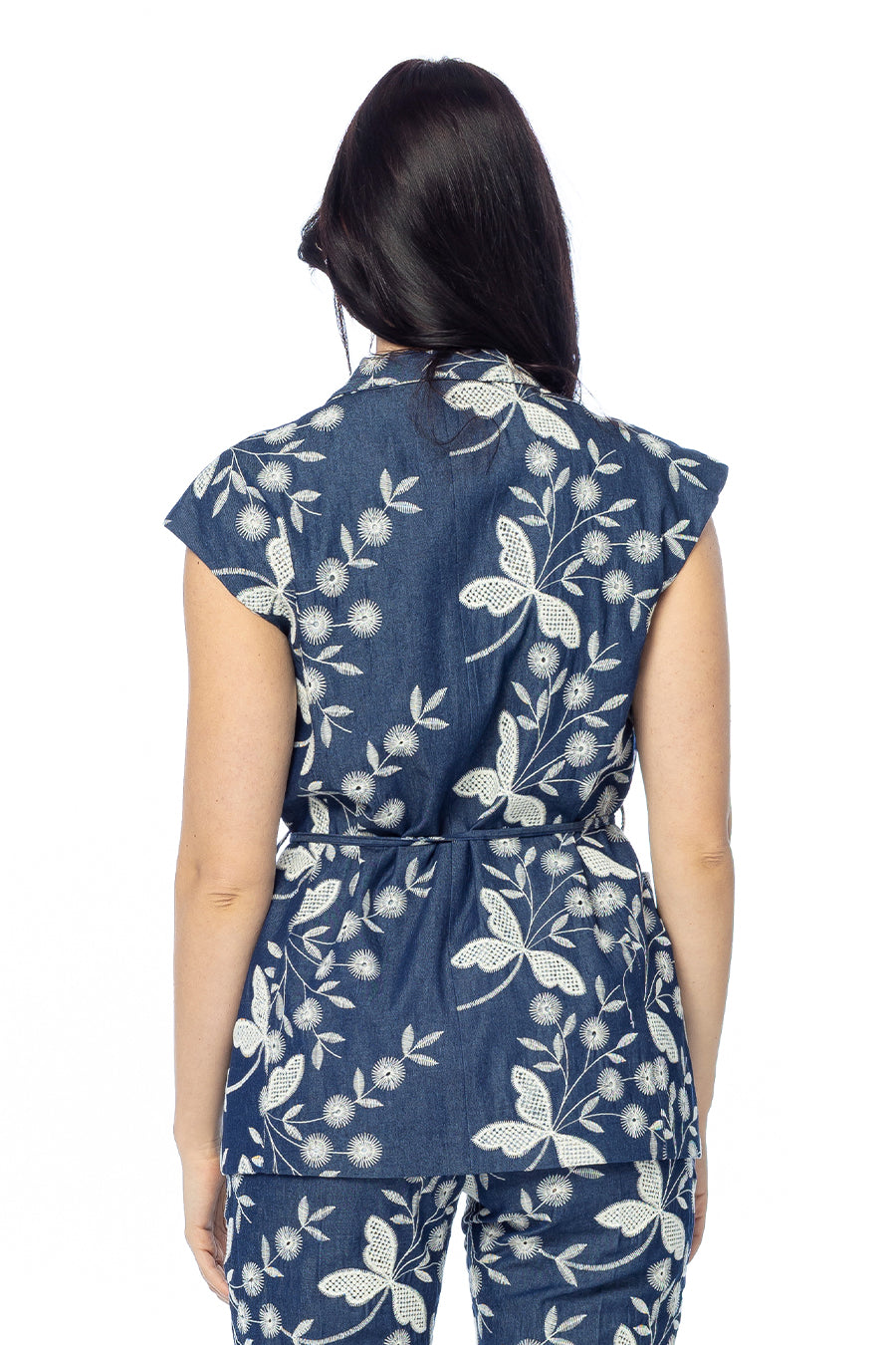 Smanicato Libellula in Denim Ricamato