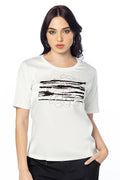 CANNELLA - T-Shirt Boxy con Stampa Zebrata