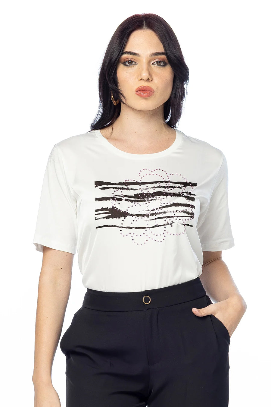 CANNELLA - T-Shirt Boxy con Stampa Zebrata