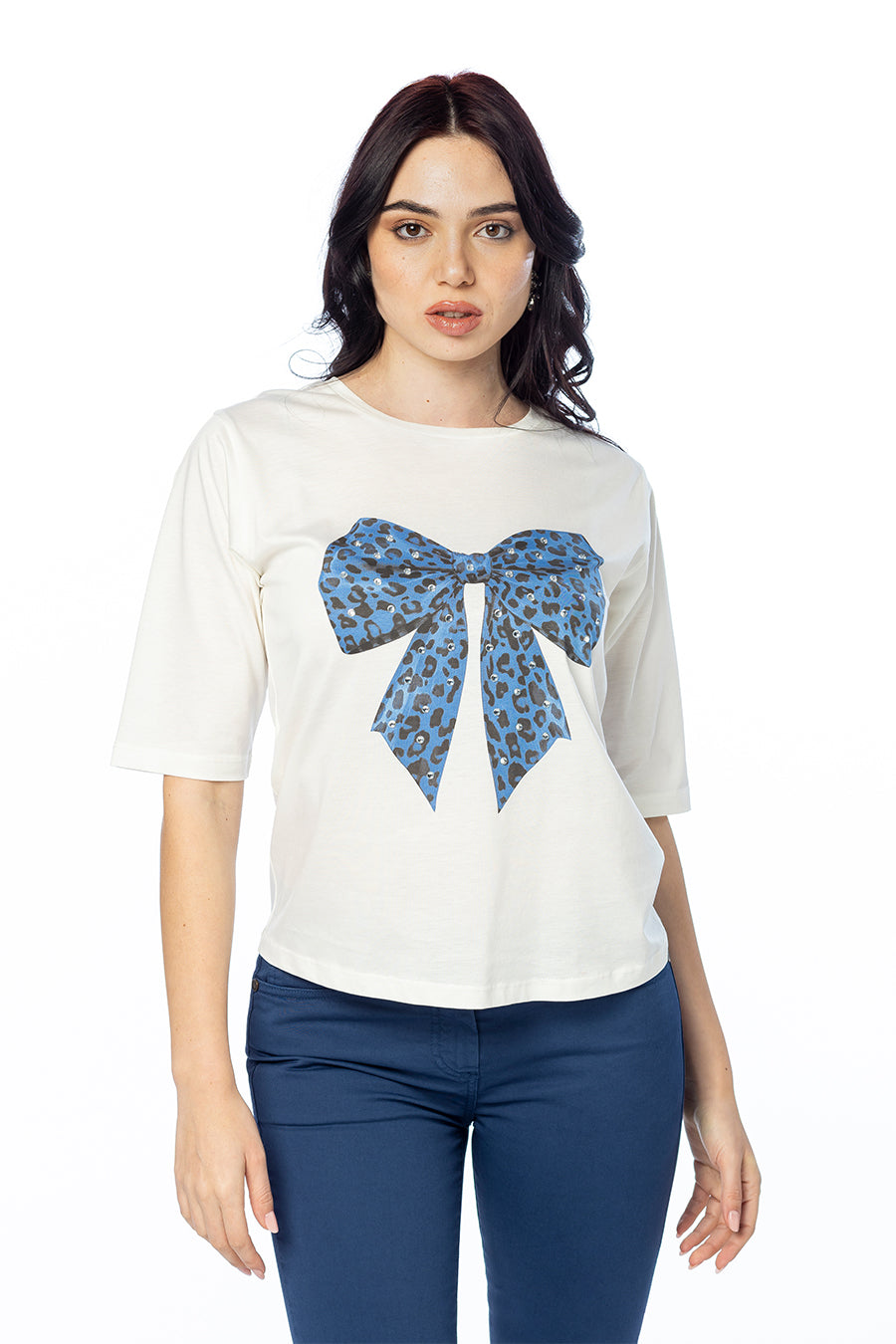 T-shirt con Stampa Fiocco